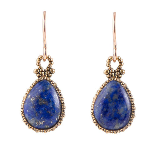 Dreamy Drop Blue Lapis and Golden Earrings