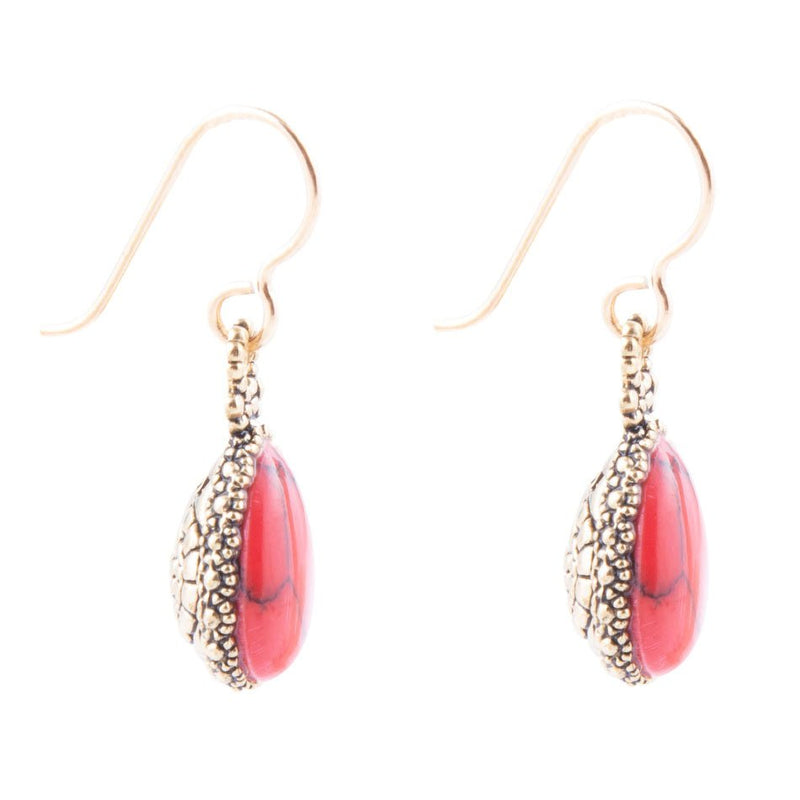 Dreamy Drop Red Howlite Earrings - Barse Jewelry