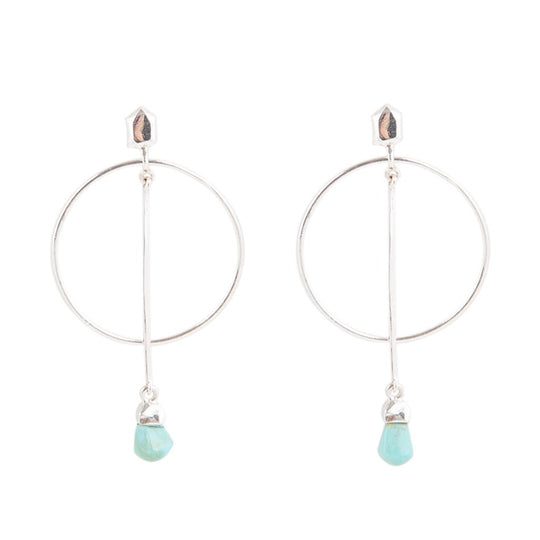 Sterling Silver and Blue Turquoise Drop a Line Earrings