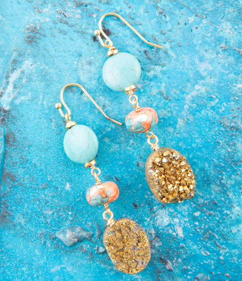 Druzy Drops Earrings - Barse Jewelry