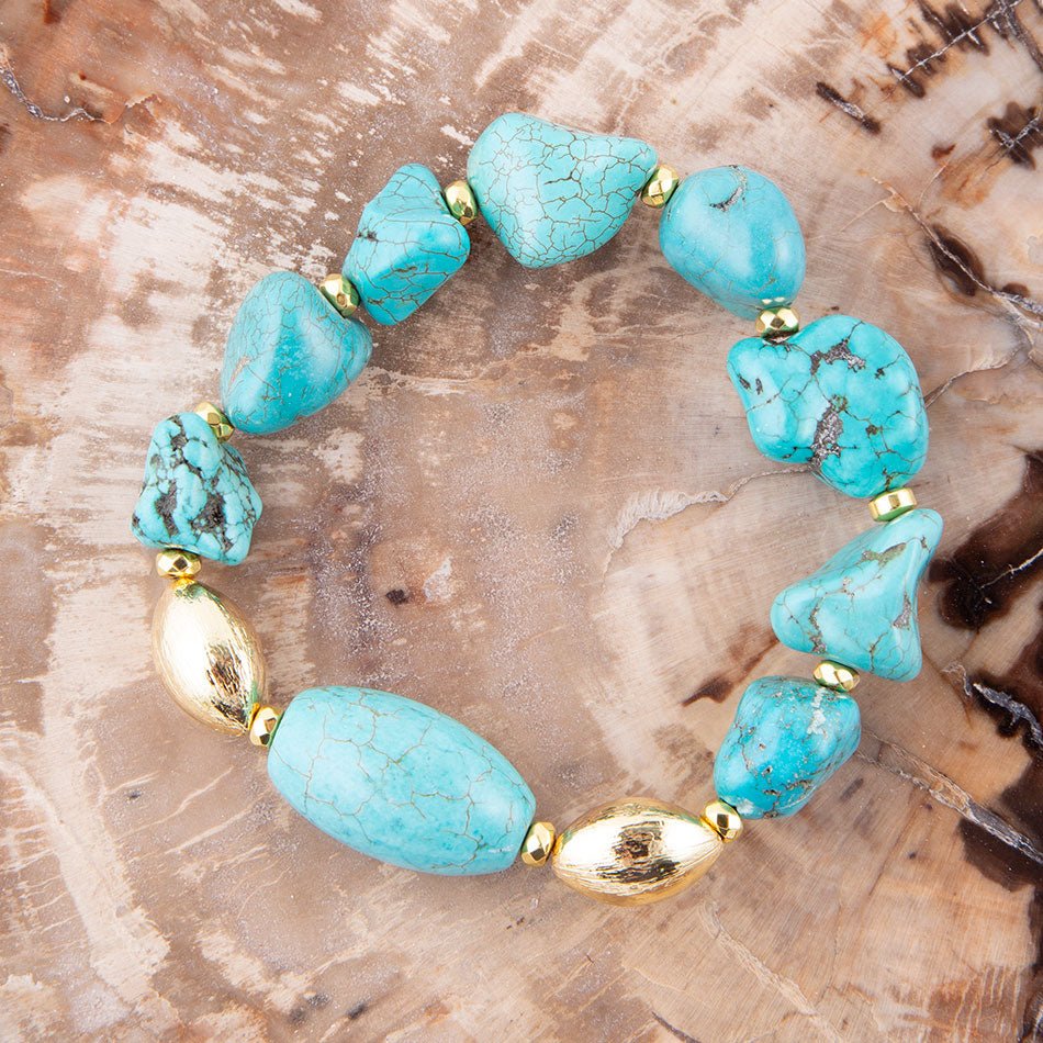 Durango Chunky Turquoise Stretch Bracelet - Barse Jewelry