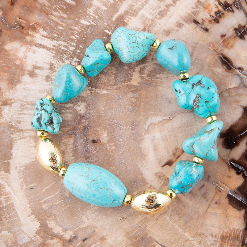 Child's Elasticated Bracelet with turquoise and silver beads