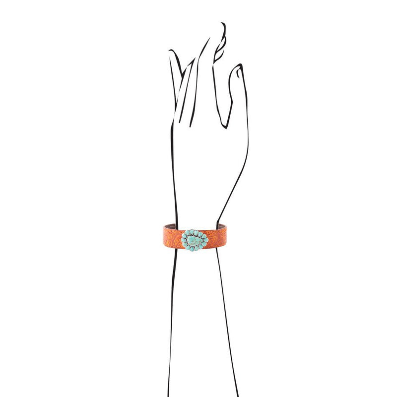 Durango Turquoise Leather Cuff Bracelet - Barse Jewelry