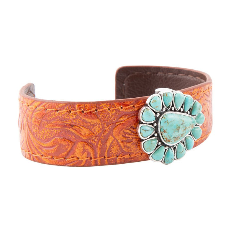 Durango Turquoise Leather Cuff Bracelet - Barse Jewelry