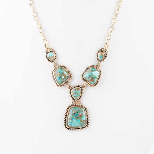 Earth and Sky Blue Turquoise Golden Necklace