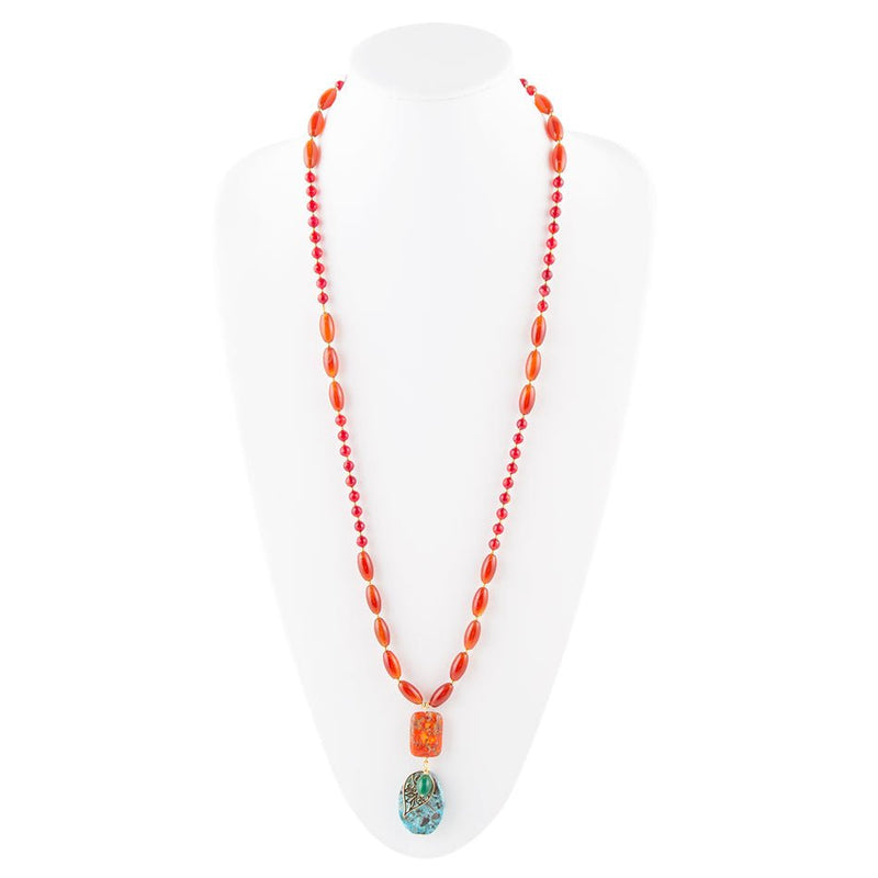 Earthly Jewels Long Agate Slab Necklace - Barse Jewelry