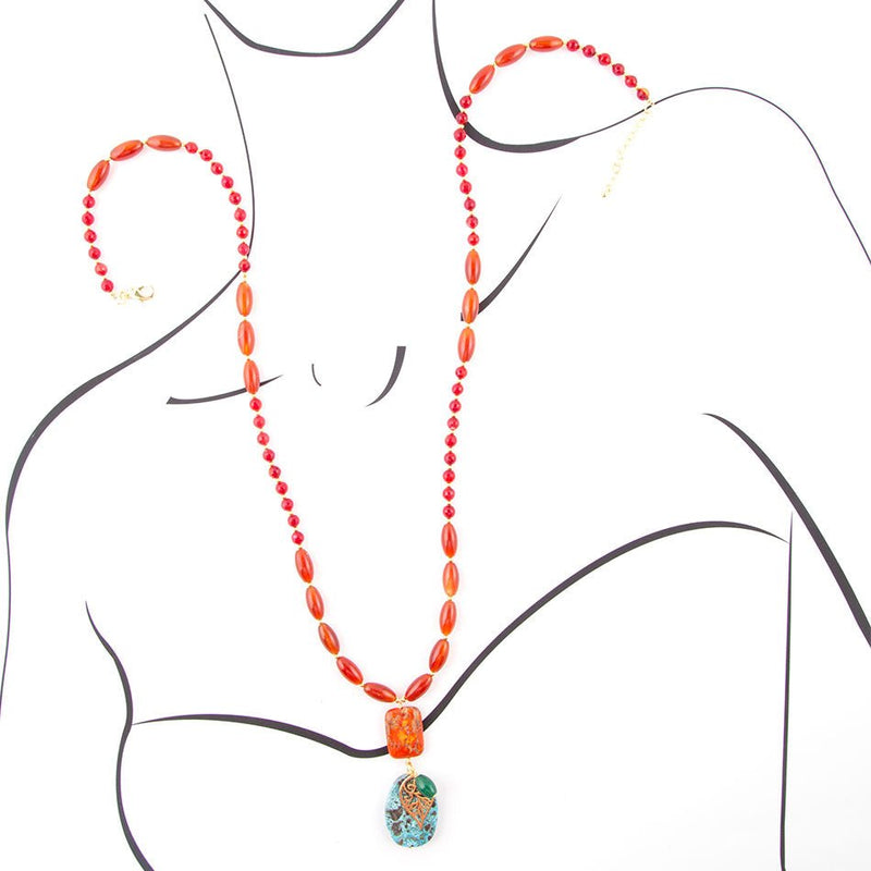Earthly Jewels Long Agate Slab Necklace - Barse Jewelry