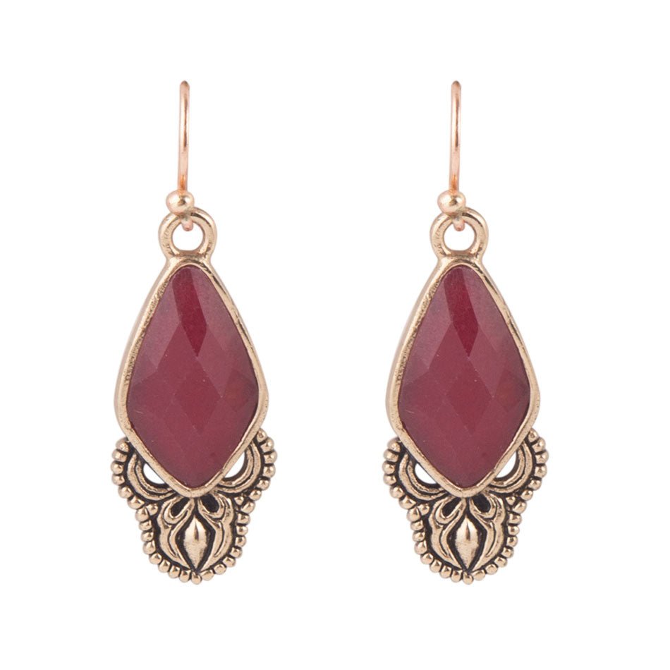 Elegant Bordeaux Quartz Earrings - Barse Jewelry