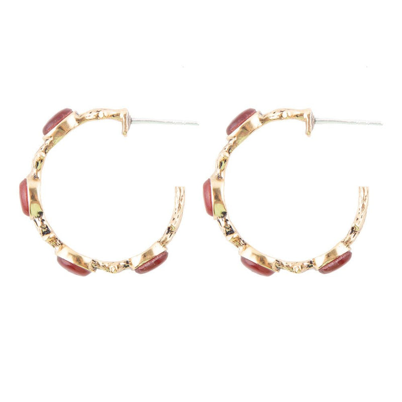 Enchanted Leaves Carnelian Hoop Earrings - Barse Jewelry