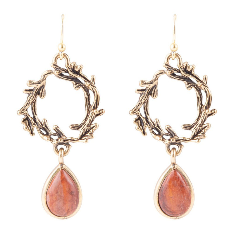 Enchanted Vines Salmon Jasper Earrings - Barse Jewelry