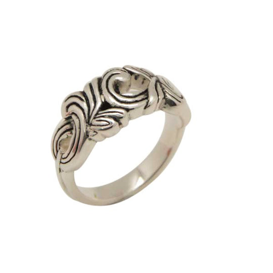 Etched Scroll Silver Band Ring