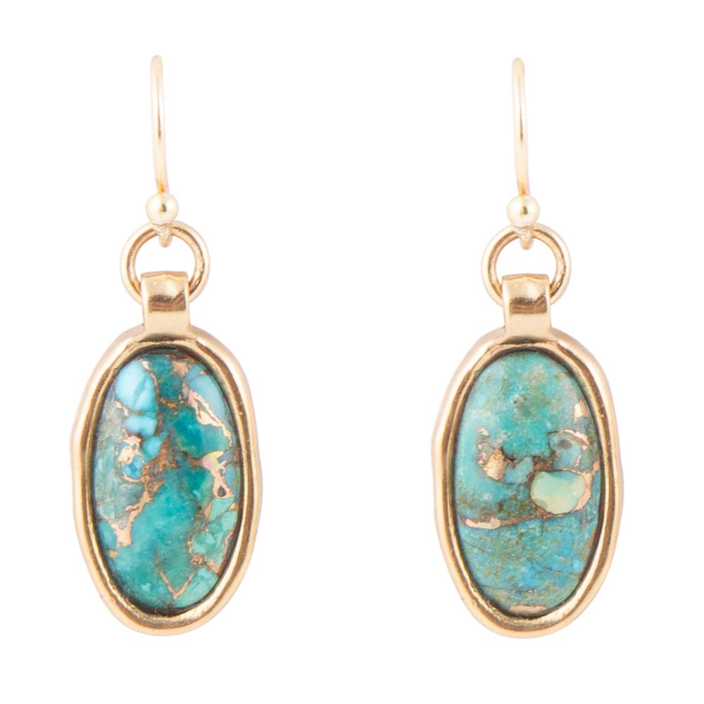 Eternally Turquoise Matrix and Bronze Drop Earrings - Barse Jewelry