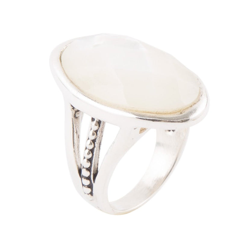 Faceted Mother of Pearl and Sterling Silver Oval Ring - Barse Jewelry
