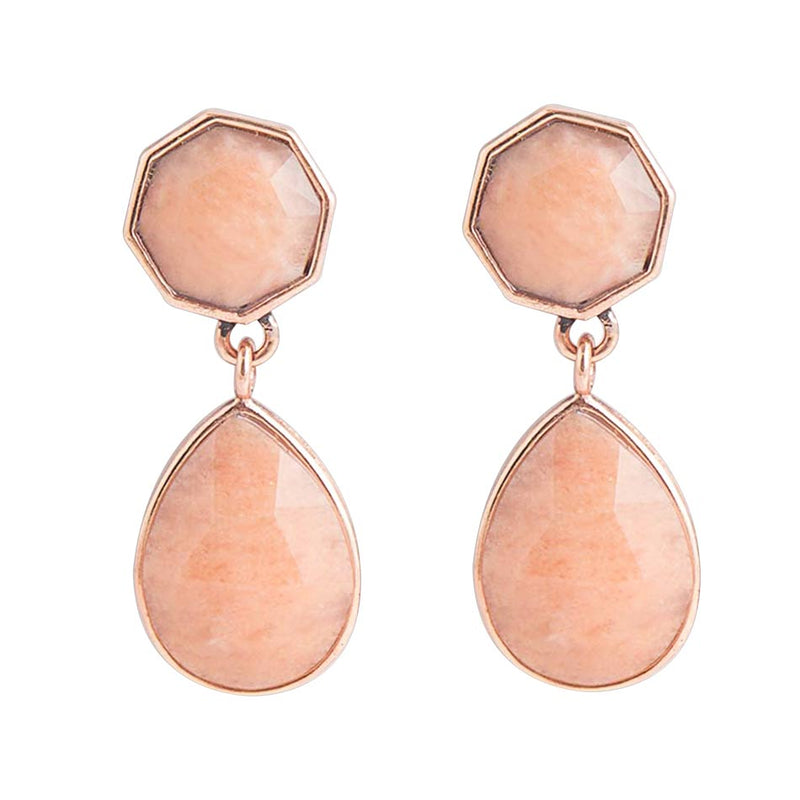 Faceted Peach Aventurine Post Drop Earrings - Barse Jewelry