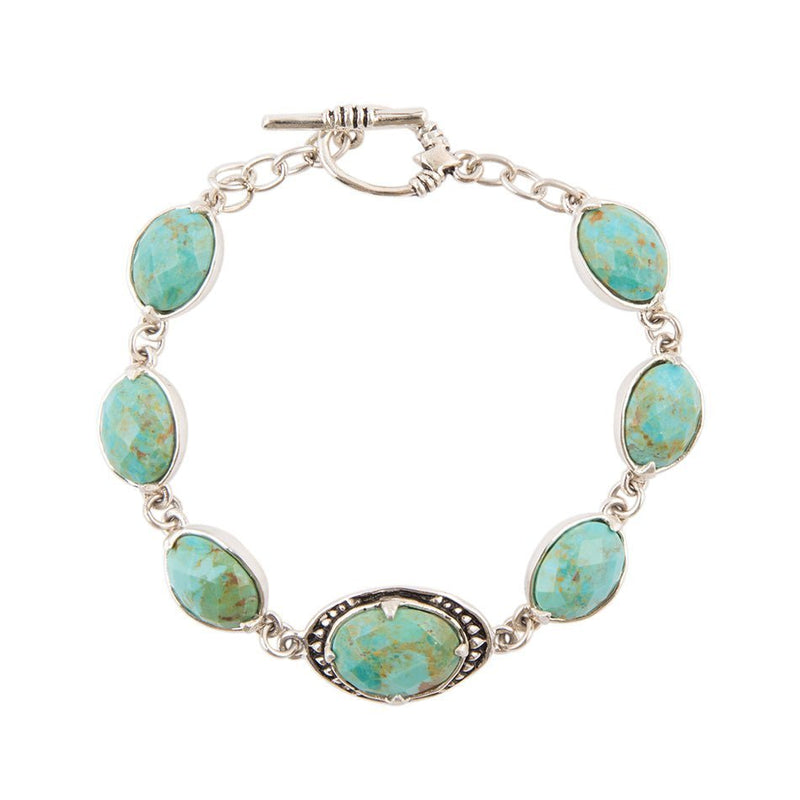 Faceted Turquoise and Sterling Silver Link Bracelet - Barse Jewelry