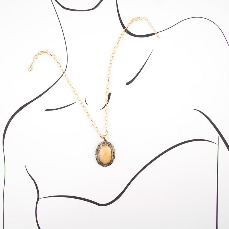Faceted Yellow Aventurine Pendant Necklace - Barse Jewelry
