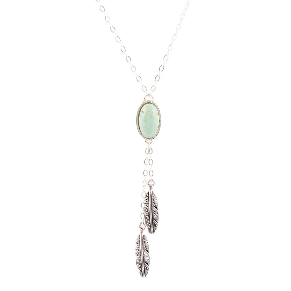Feather Green Turquoise and Sterling Silver Necklace - Barse Jewelry