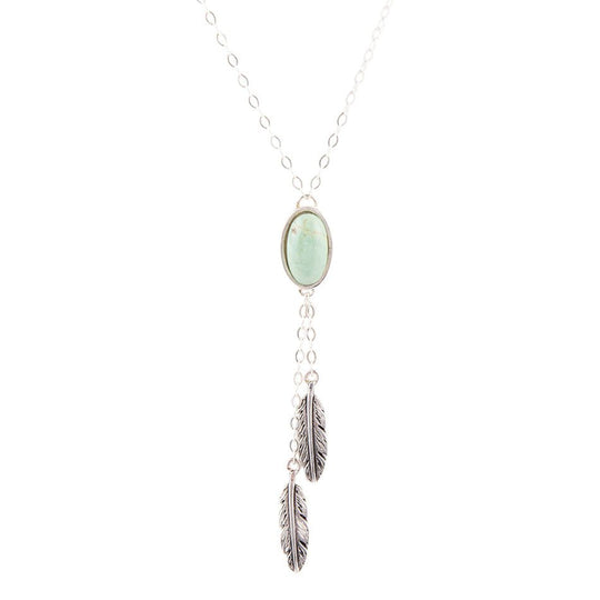 Feather Green Turquoise and Sterling Silver Necklace