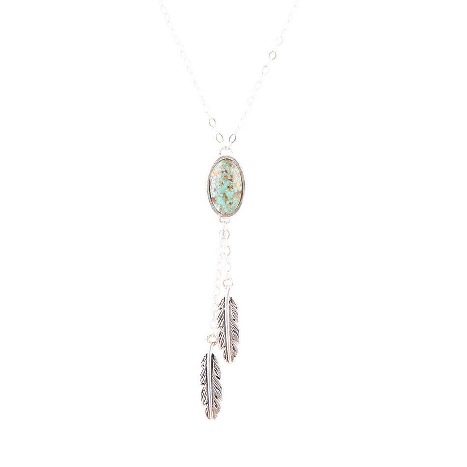 Feather Turquoise and Sterling Silver Necklace - Barse Jewelry
