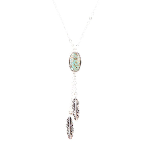 Feather Turquoise and Sterling Silver Necklace