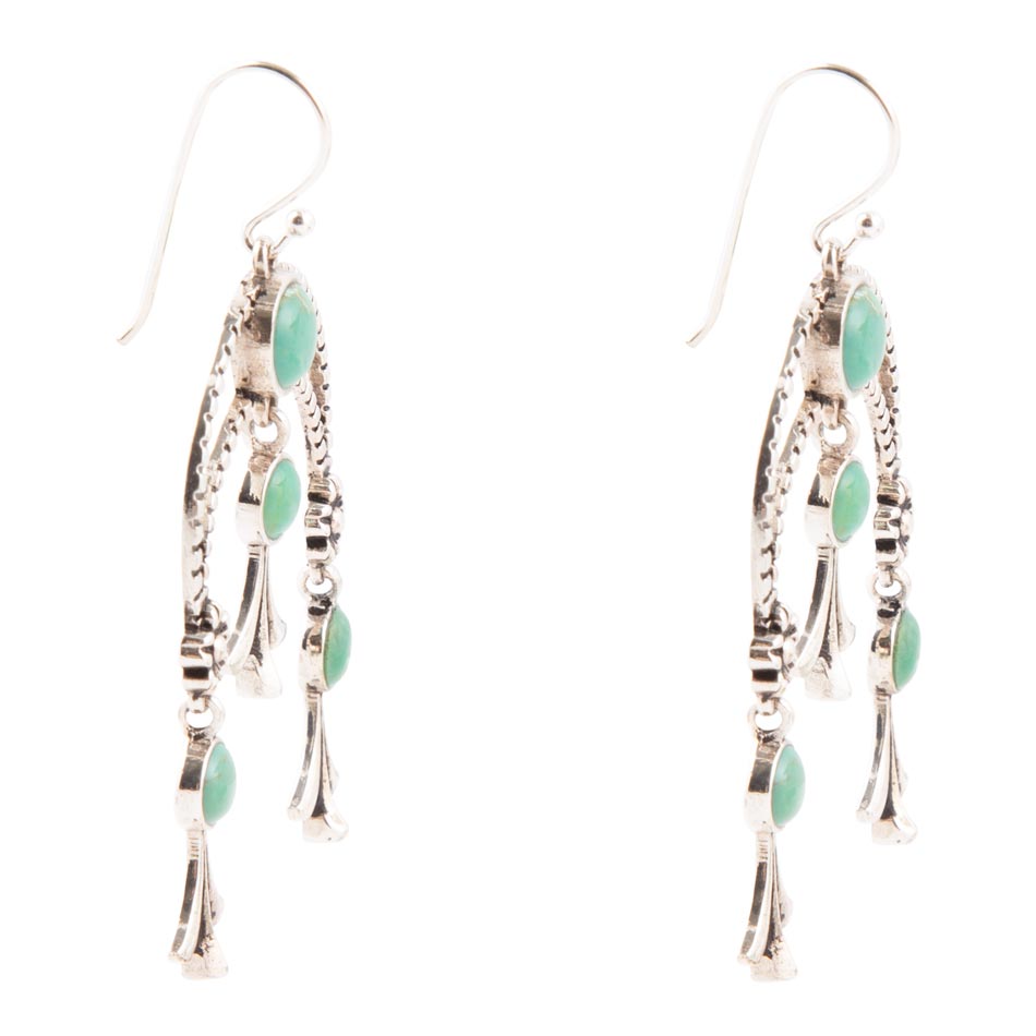 Floral Chandelier Turquoise and Sterling Silver Earrings - Barse Jewelry