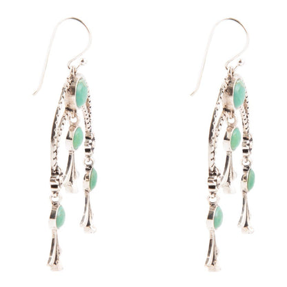 Floral Chandelier Turquoise and Sterling Silver Earrings - Barse Jewelry