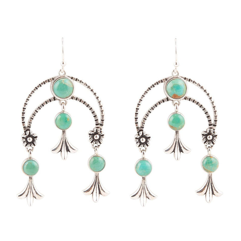 Floral Chandelier Turquoise and Sterling Silver Earrings - Barse Jewelry