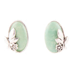 Floral Green Turquoise and Sterling Silver Stud Earrings - Barse Jewelry