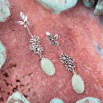Floral Linear Drop Green Turquoise and Sterling Silver Earrings - Barse Jewelry