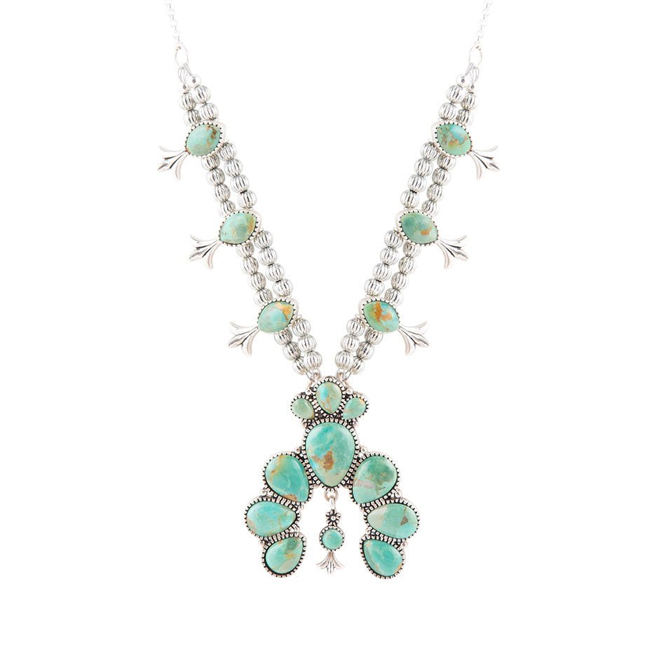 Floral Statement Turquoise and Sterling Silver Necklace - Barse Jewelry