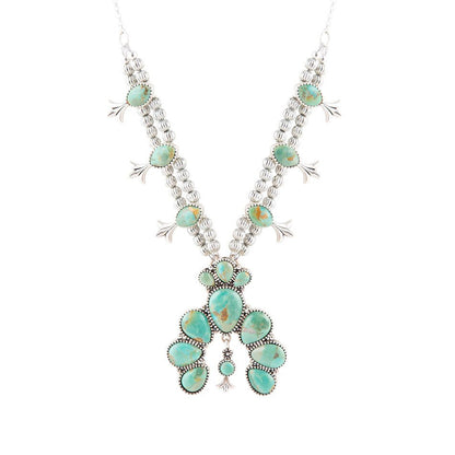 Floral Statement Turquoise and Sterling Silver Necklace - Barse Jewelry