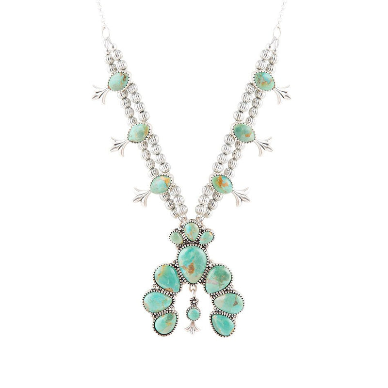 Floral Statement Turquoise and Sterling Silver Necklace - Barse Jewelry