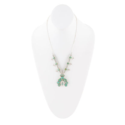 Floral Statement Turquoise and Sterling Silver Necklace - Barse Jewelry