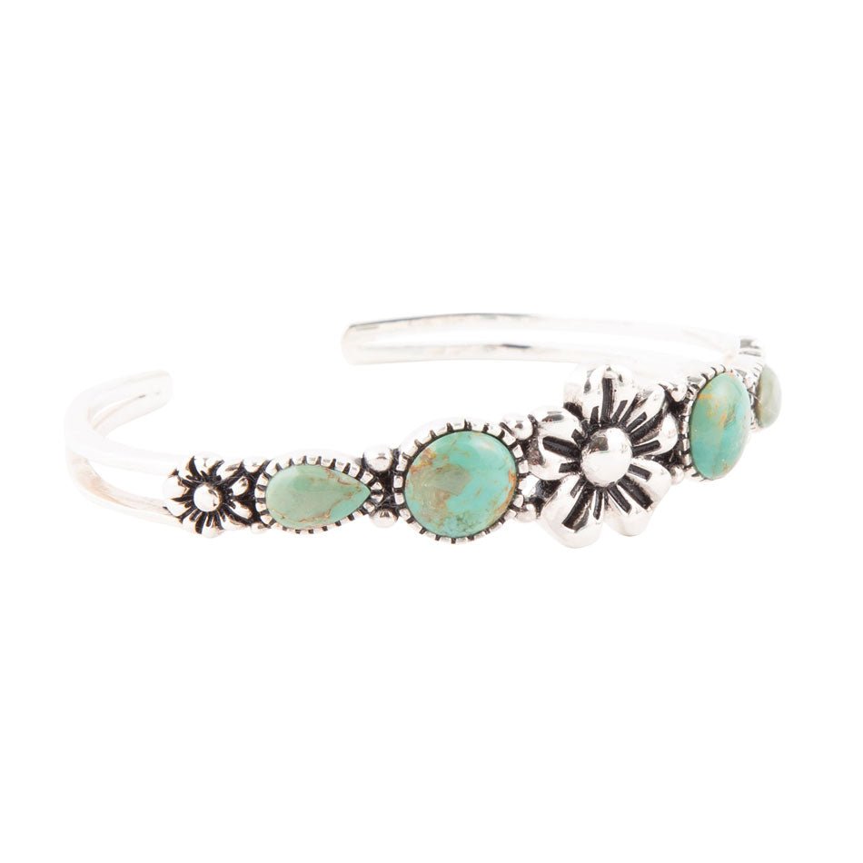 Floral Turquoise and Sterling Silver Cuff Bracelet - Barse Jewelry