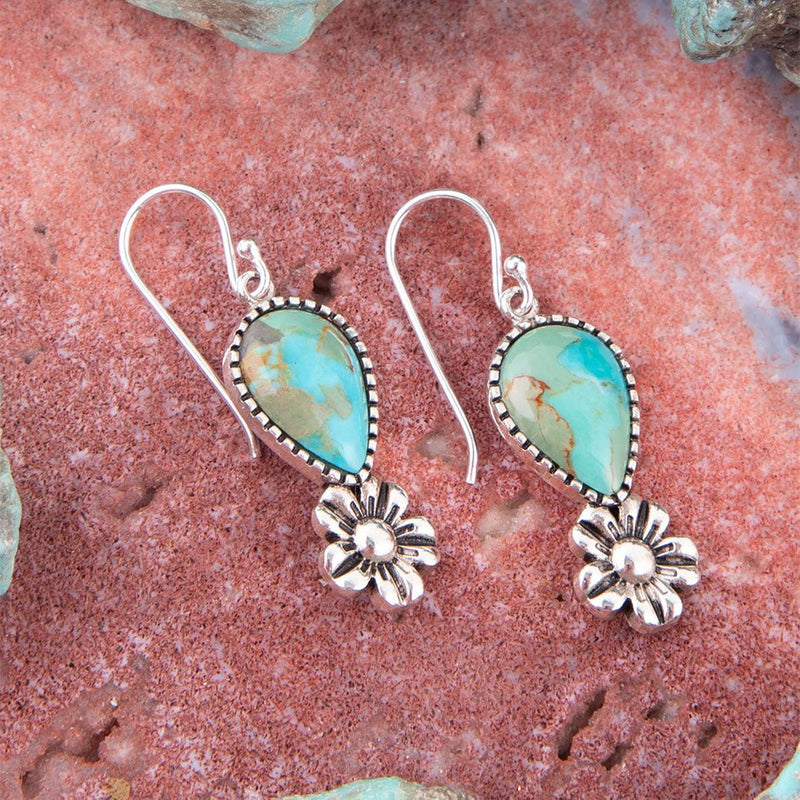 Floral Turquoise and Sterling Silver Earrings - Barse Jewelry