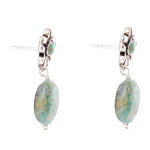Floral Turquoise and Sterling Silver With Bead Drop Earrings - Barse Jewelry