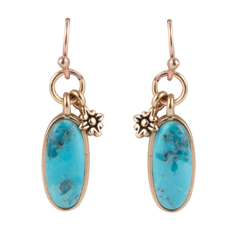 Flower Charmed Turquoise Earring - Barse Jewelry