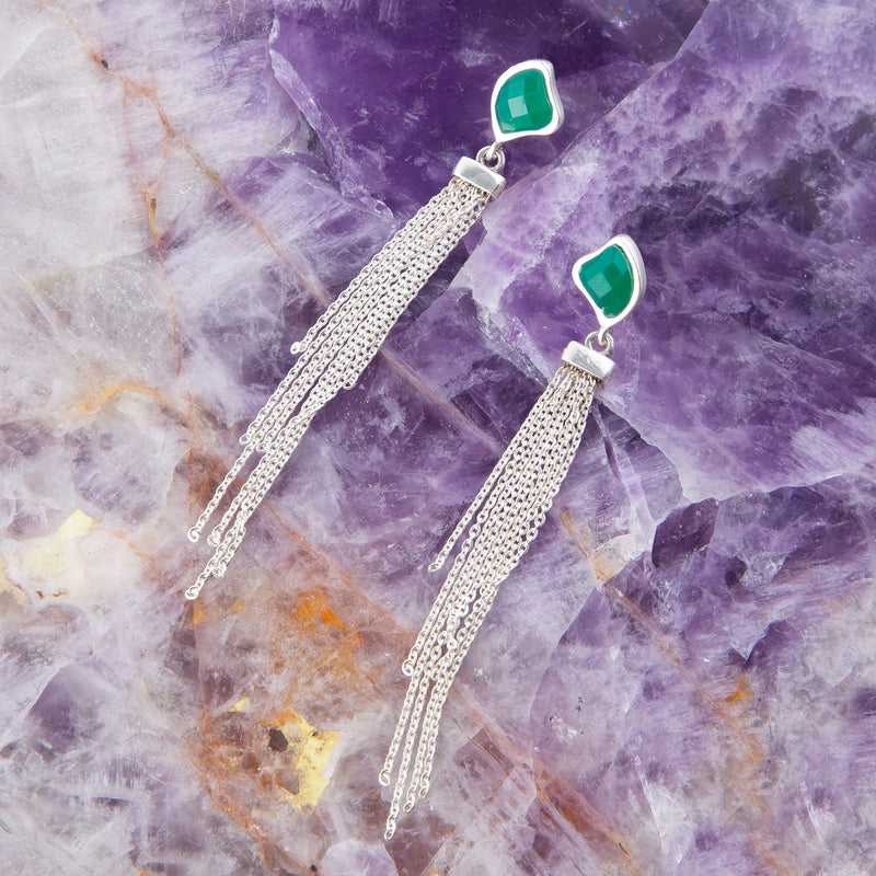 Fringed Green Onyx Earring - Barse Jewelry