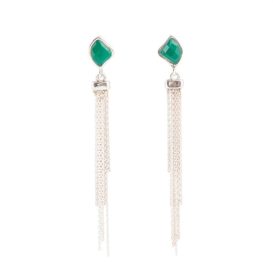 Fringed Green Onyx Earring