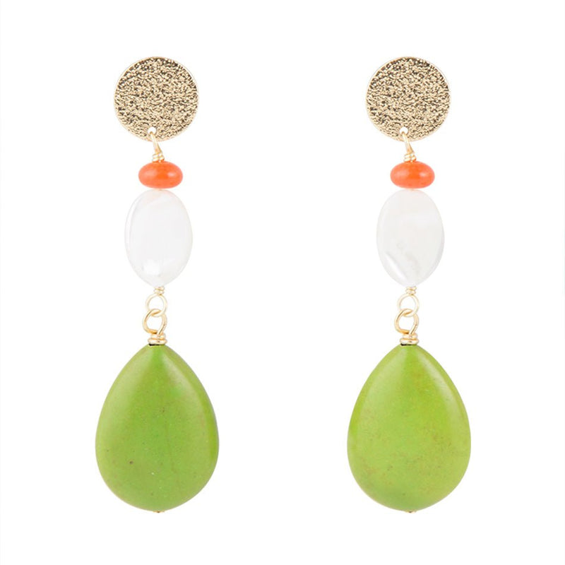 Garden Dreams Lime Turquoise Post Earrings - Barse Jewelry