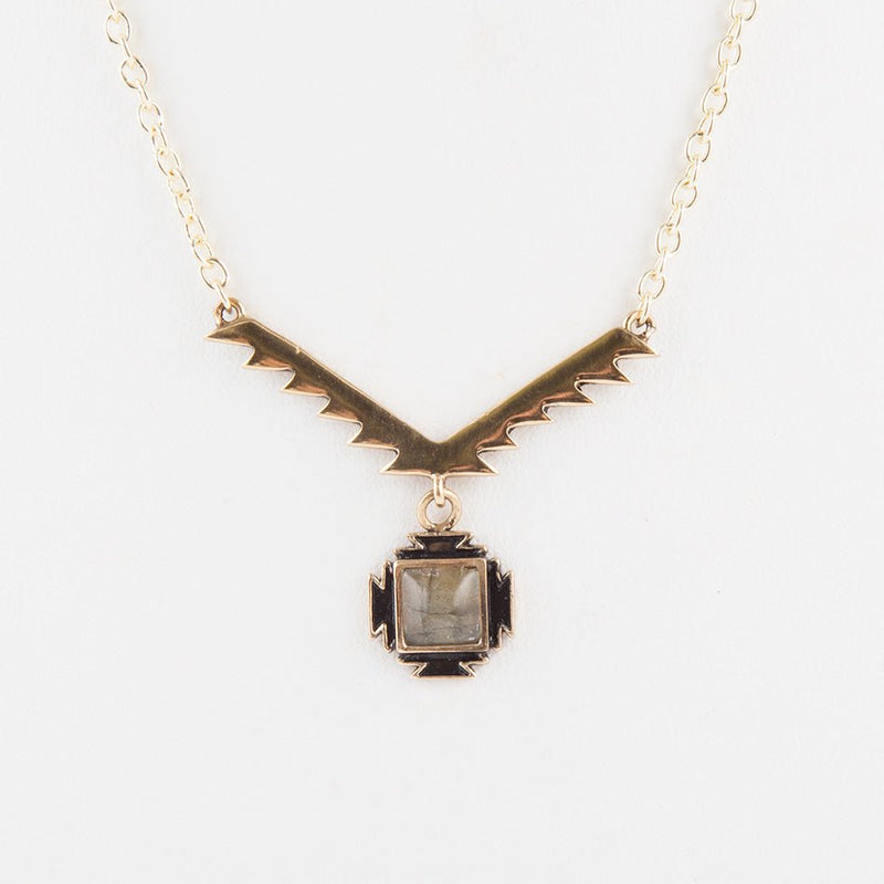 Genuine Labradorite and Bronze Aztec Necklace - Barse Jewelry
