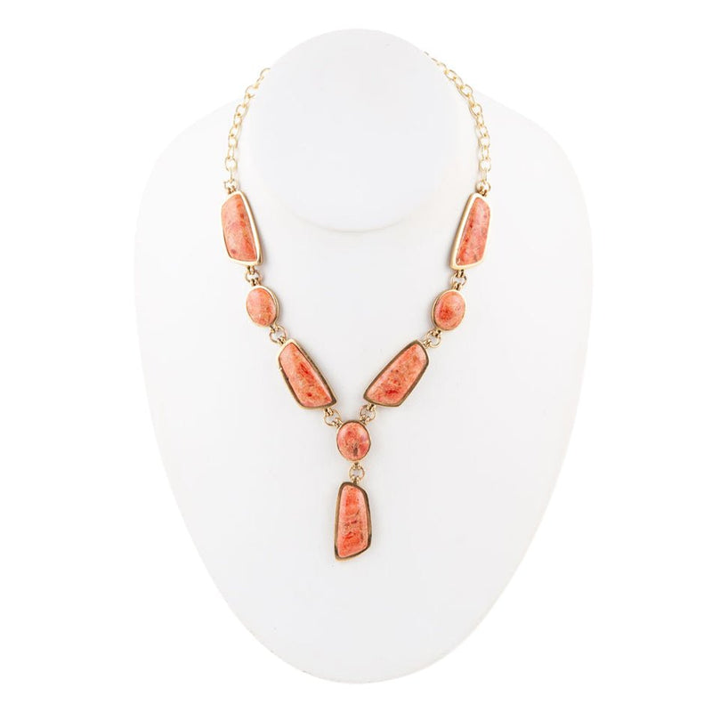 Genuine Orange Sponge Coral Abstract Statement Necklace - Barse Jewelry