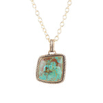 Genuine Turquoise and Bronze Roped Pendant Necklace - Barse Jewelry