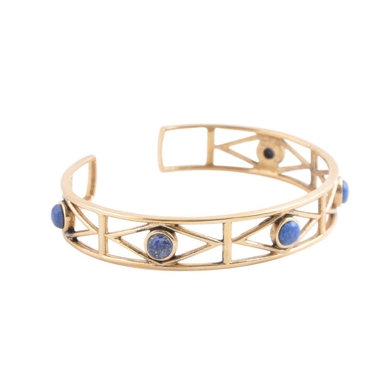 Geometric Cuff Bracelet - Lapis - Barse Jewelry