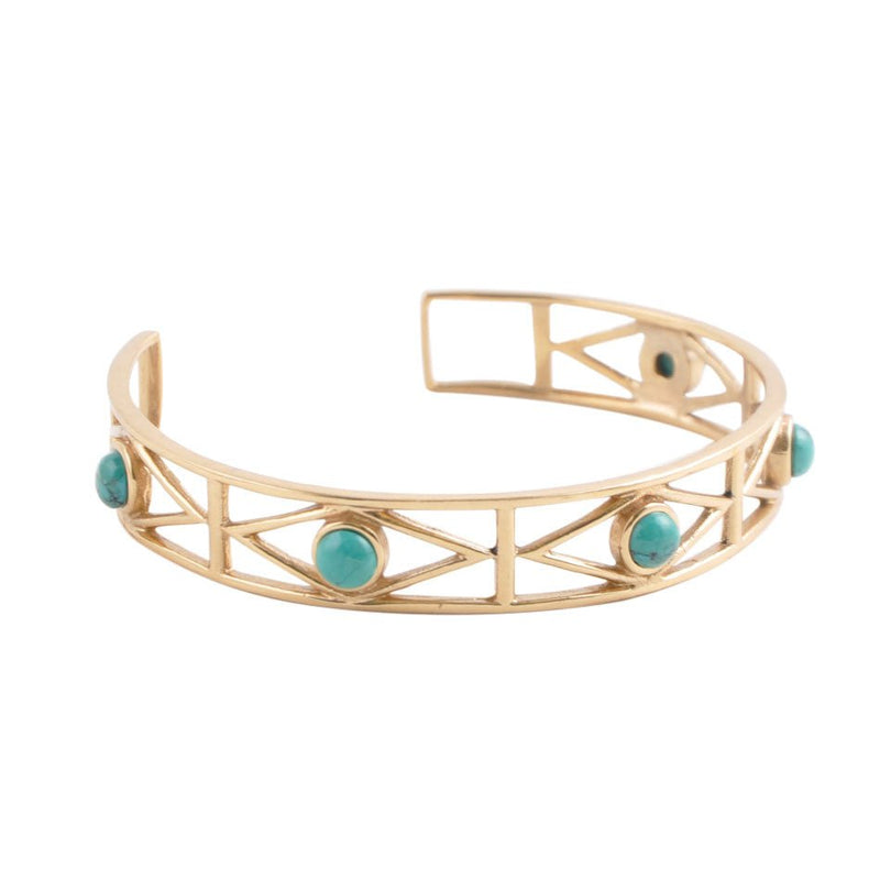 Geometric Cuff Bracelet - Turquoise - Barse Jewelry