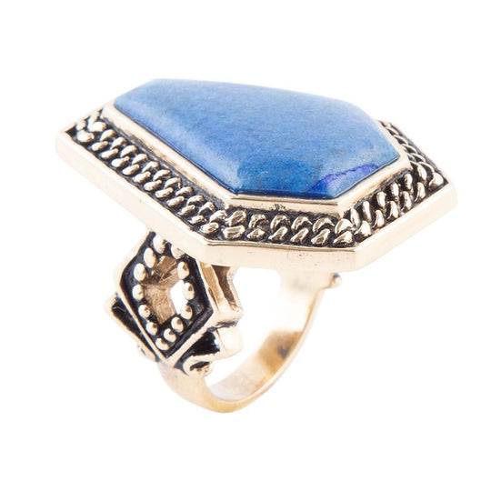 Geometric Lapis Statement Ring