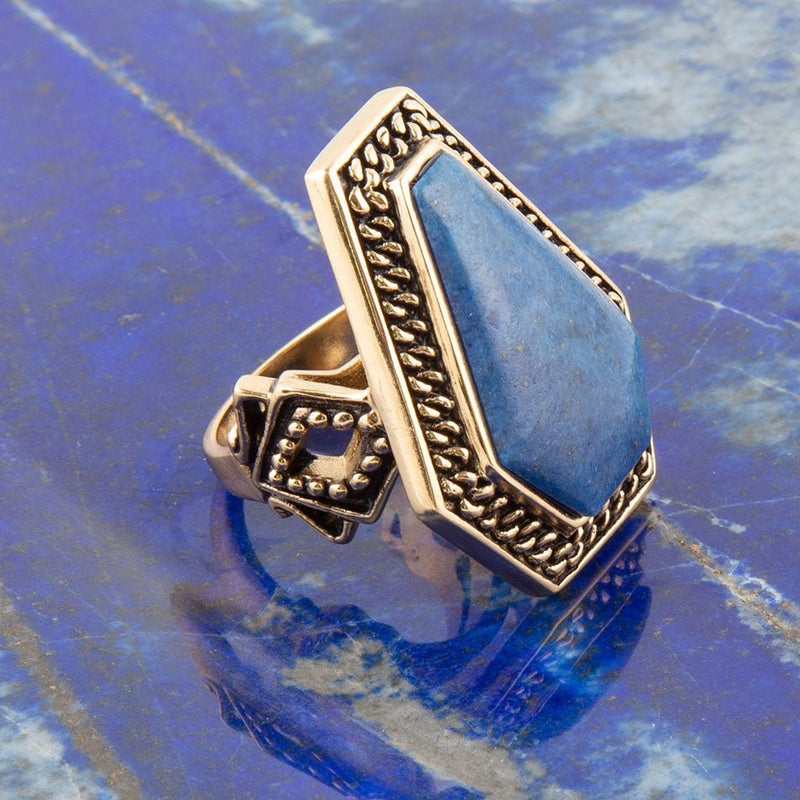 Geometric Lapis Statement Ring - Barse Jewelry