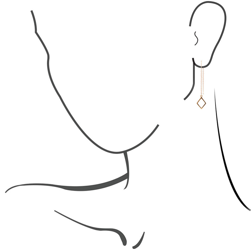 Geometric Threader Earring - Bronze - Barse Jewelry