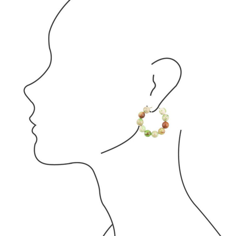 Green Jasper Stone Slide Hoop Earrings - Barse Jewelry