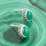 Green Onyx Teardrop Post Earrings - Barse Jewelry